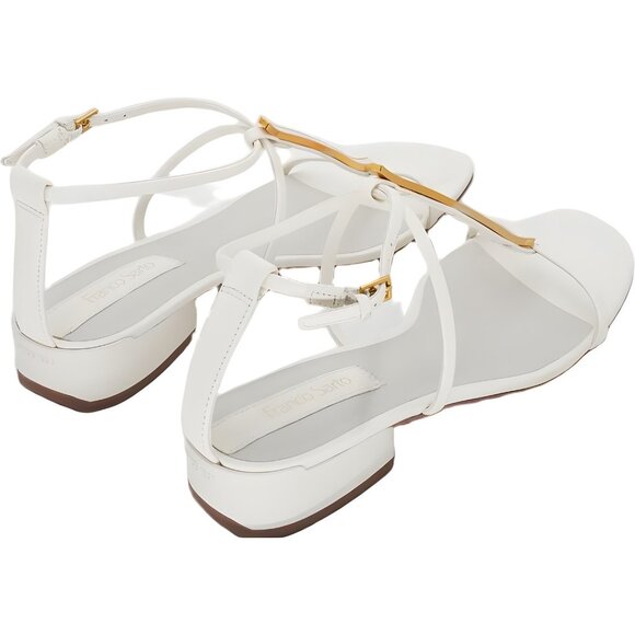 Franco Sarto Misty T-Strap Square Toe Sandals White Leather Women's US 7.5M - Picture 3 of 6